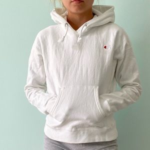 Champion Hoodie White Red Logo XS